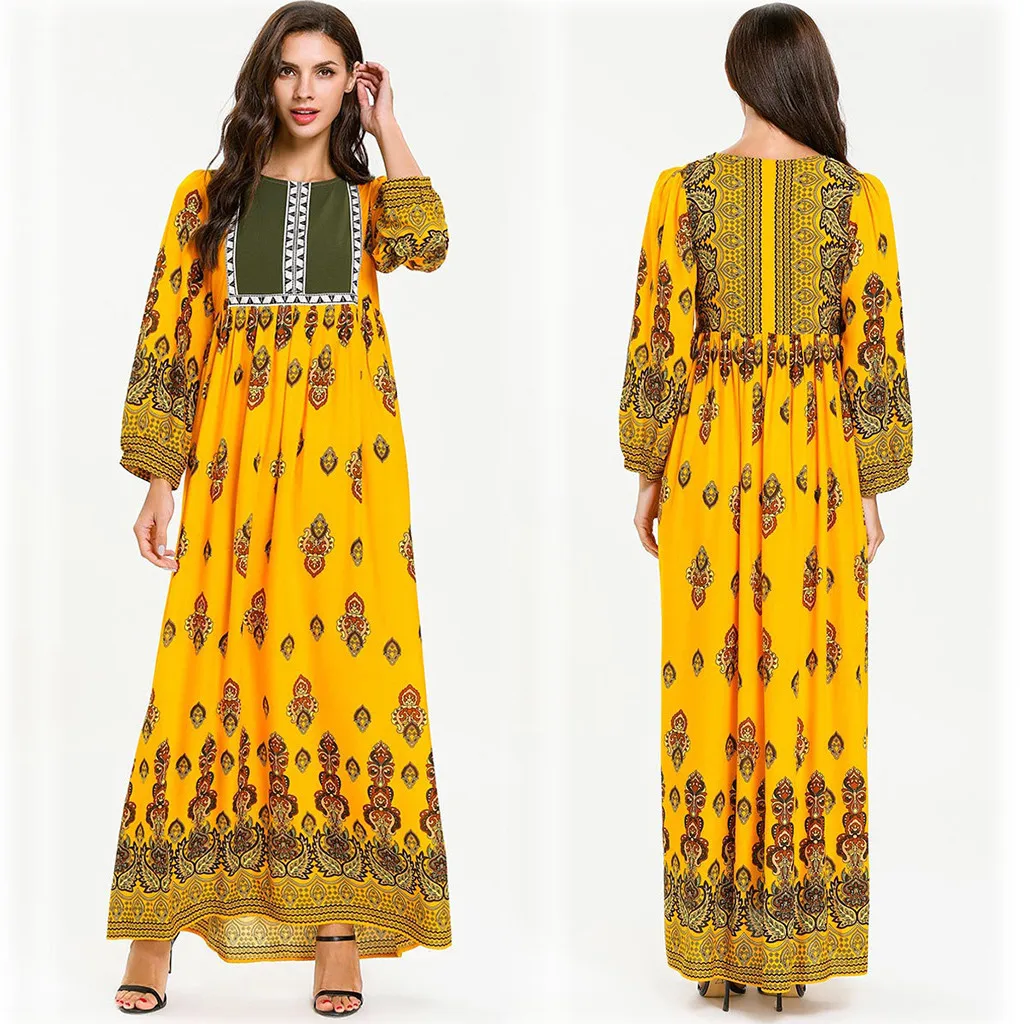 Модный принт в мусульманском стиле abaya парадные платья для женщин женское платье