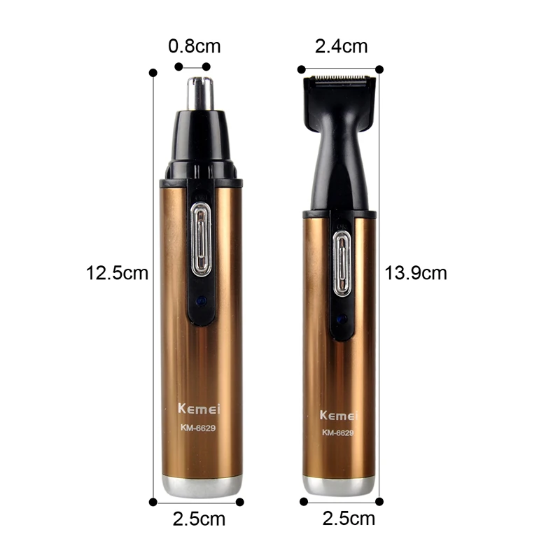 Kemei KM-6629, модный электрический триммер для бритья, 2 в 1, триммер для волос в носу, безопасный уход за лицом, триммер для бритья, носовой триммер для мужчин и женщин