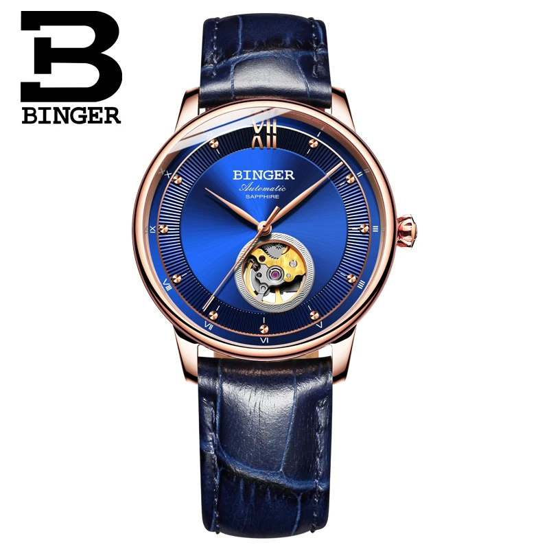 Швейцарские BINGER часы мужские Ультра-тонкие Япония 90S5 автоматические Movemt Tourbillon сапфировые часы Механические наручные часы B-1180-2
