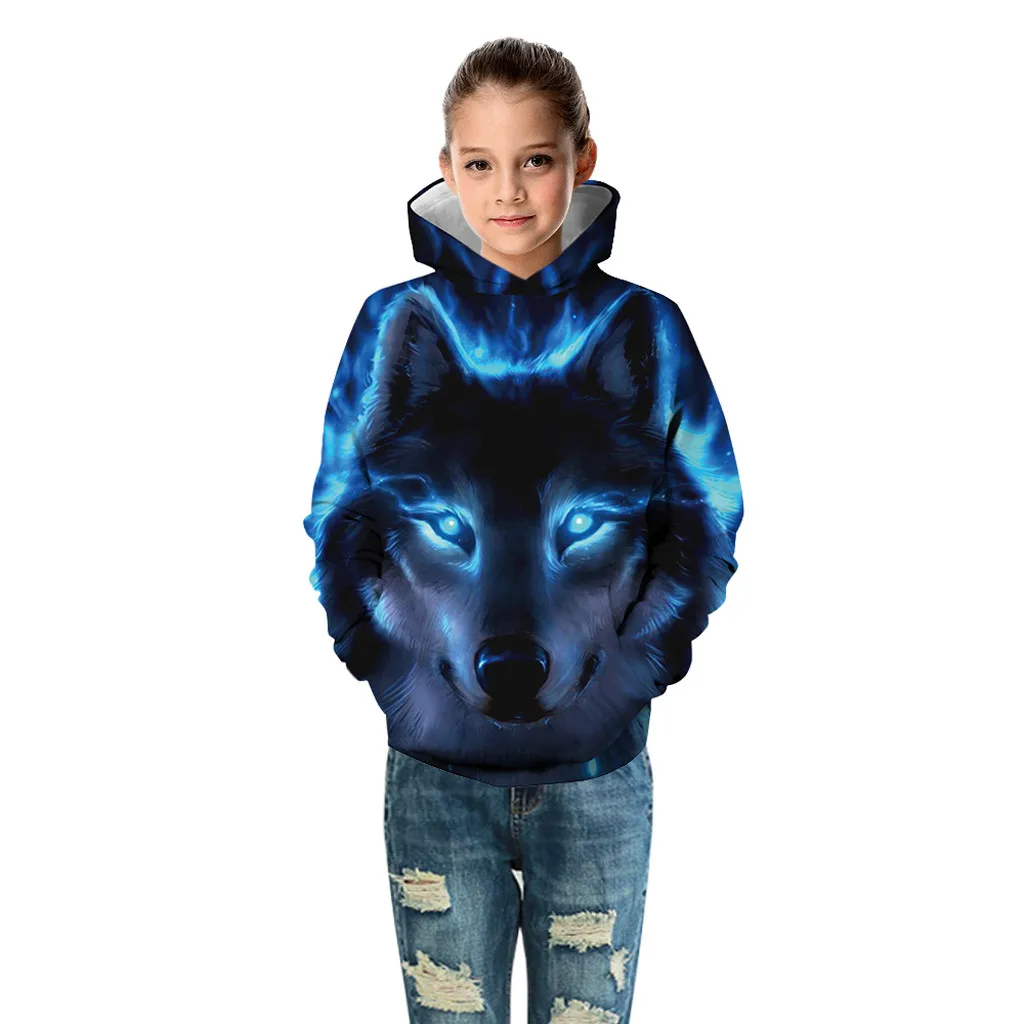

Sweatshirt Pocket Pullover Hoodie For Baby Top Kids Girl Boy Galaxy Fleece Print Cartoon Children Casual Hoodies New Clothes