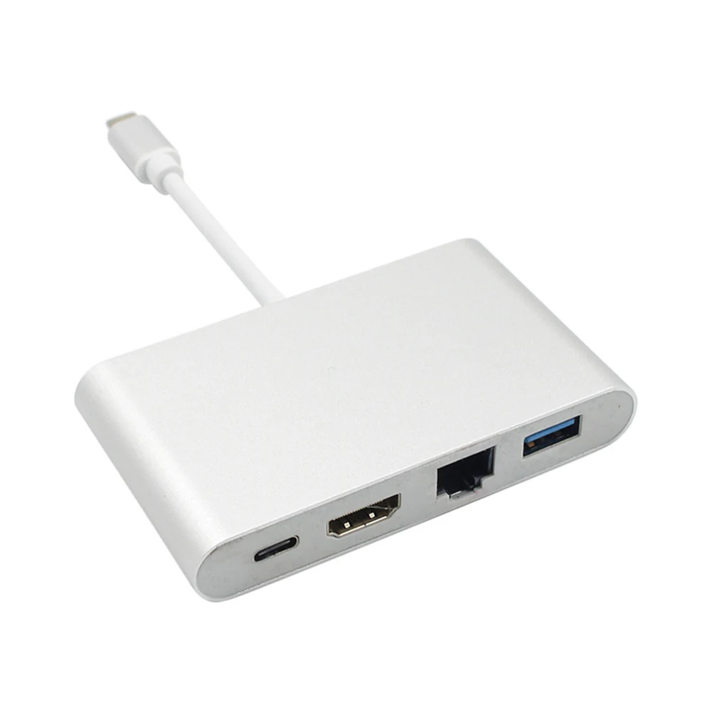 

USB 3.1 to HDMI+ RJ45+ USB 3.0 Adapter Coverter Cable Type C Hub to HDMI Gigabit Ethernet with USB 3.0 Digitatal Video Converter