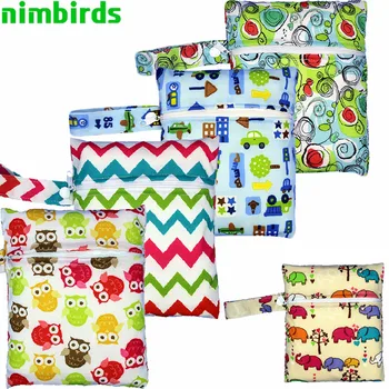 

5 PCS Reusable Nursing Pads Washable Wet Bags Nappy Bags Single Zippers Sanitary Pads Printed Waterproof Wetbag Bags 16*20cm