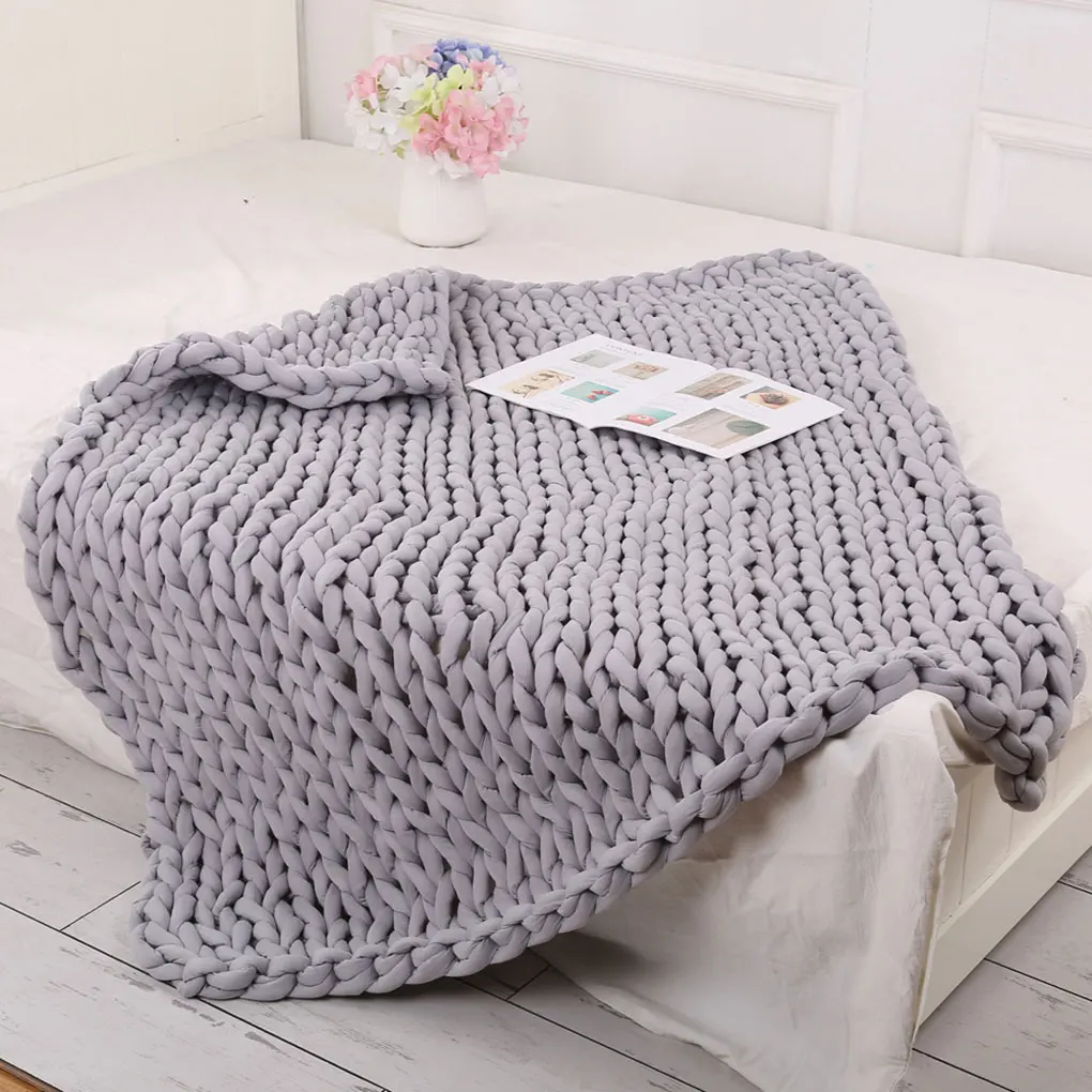Толстое шерстяное одеяло массивный вязаный дверной коврик ковер диван кресло-кровать декоратор домашний декор ручное вязаное одеяло