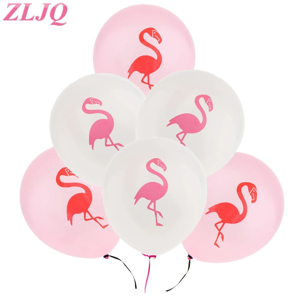 Zljq 10pcs Pink White Flamingo Party Balloons Latex Inflatable