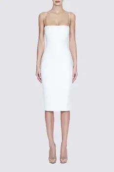 

2019 Dress Sexy Celebrity Elegant Backless Slit Spaghetti Strap Women Night Club Sleeveless Body con Party Dresses Wholesale