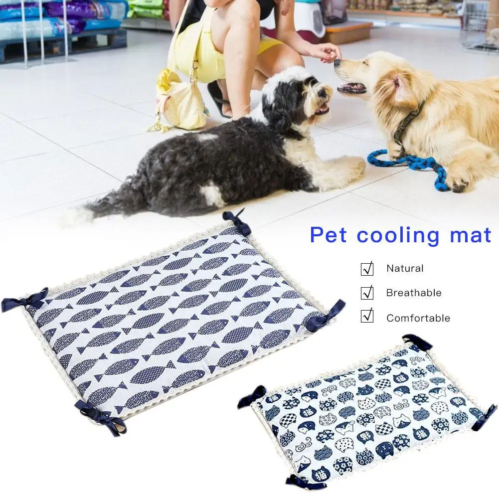 

Printed Breathable Waterproof Cat And Dog Mattress Pet Cool Pad Summer Essential Car Travel Accessories Fixed Mat 2019 New