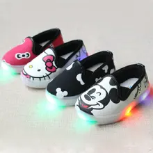 2017 Boys trainer Girls tenis Children Led Kids sneaker Light sports Shoes Luminous mickey carrtoon hello kitty baby kids shoe