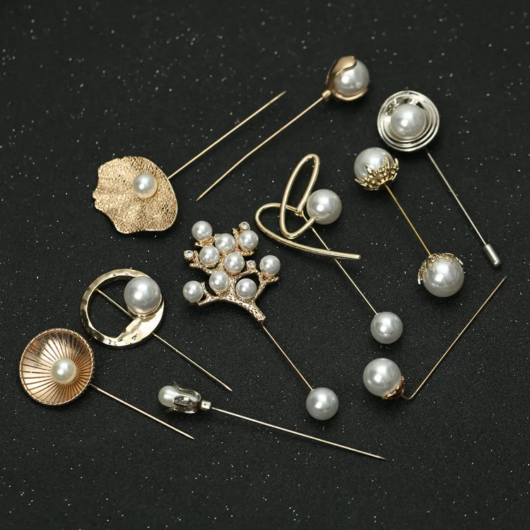 

i-Remiel Long Needle Brooch Pin Pearl Buckle Button Safety Pins and Brooches for Women Shawl Cardigan Shirt Collar Accessories