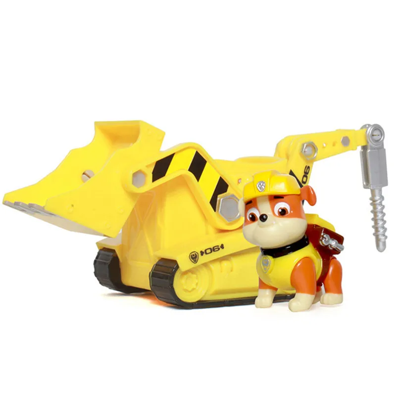 

Paw Patrol dog Rubble Bulldozer works with Patroller Anime Doll Action Figures Car Toy Patrulla Kids Gift