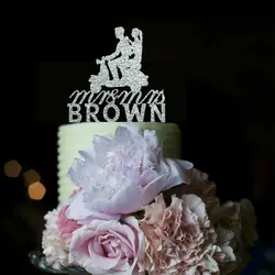 Персонализированные невесты и жениха, свадебные торт Топпер Велосипедный Спорт пользовательское имя торт Toppers Свадебная вечеринка