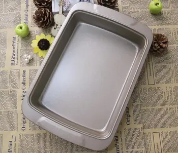 

Free Shipping Golden Rectangular Non-stick Baking Pan Cake Mold Carbon Steel Pizza Pan DIY Bakeware