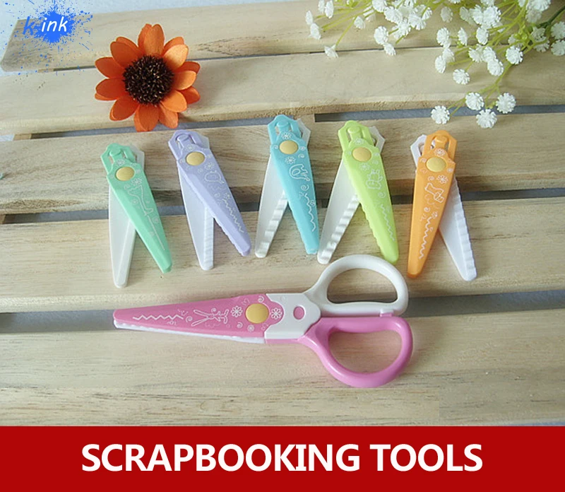 

6 in 1 different shape scissors for scrapbooking , paper cutting scrapbook scissors for kids DIY decoration tools