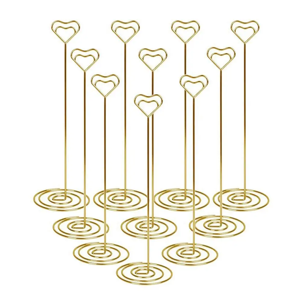 

10pcs 8.6 Inch Tall Place Card Holder Table Number Holder Table Card Holder Table Number Stands with Heart Shap Photo Memo Cli