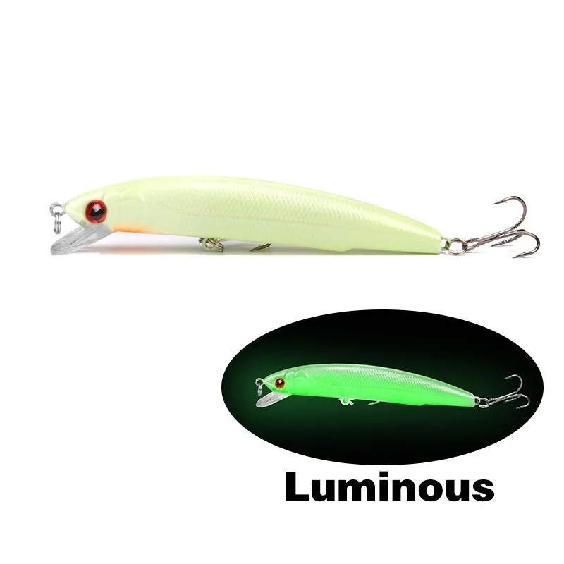 1Piece 120mm 17g Isca Artificial Minnow Luminous Bait Wobblers Crankbait With 2 Treble Hooks For Sea Fishing Lure Pesca 1Piece 120mm 17g Isca Artificial Minnow Luminous Bait Wobblers Crankbait With 2 Treble Hooks For Sea Fishing Lure Pesca