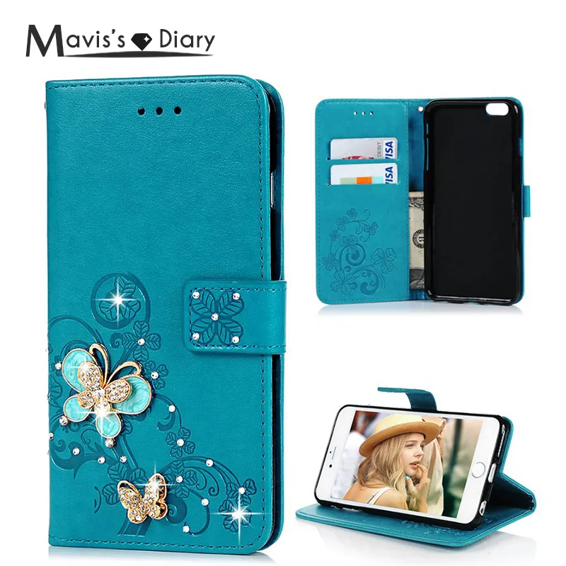 Mavissdiary из горного хрусталя чехол для iPhone 6 Plus роскошный блестящий кожаный кошелек