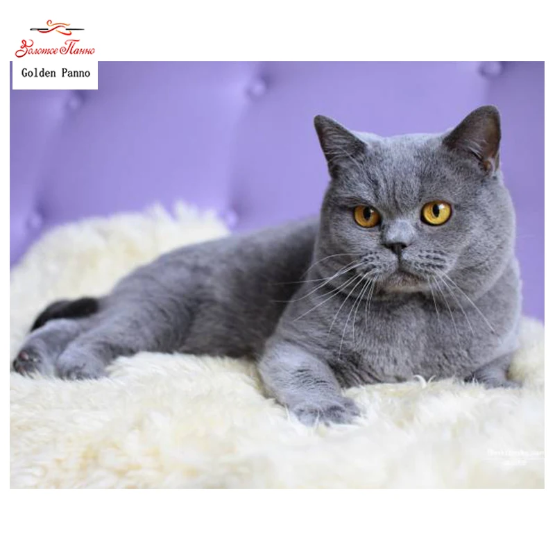 

Golden Panno,DIY Needlework Counted Cross Stitch Set Embroidery Kit 14CT 11CT animal Russian blue cat Pattern Cross-stitch 09