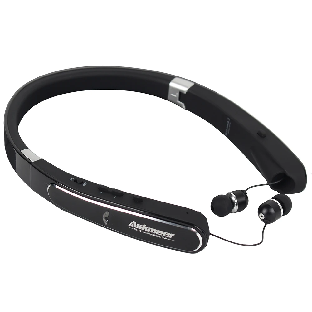 Askmeer Sports Bluetooth Earphone Neckband Earbuds Headset Wireless Handsfree Foldable Headphones with Mic for iPhone Xiaomi (3)