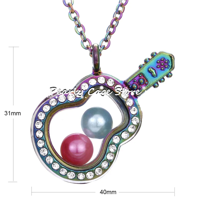 Многоцветный Дракон живая память диаметр 8 мм бусины жемчужная клетка магнитное закрытие стеклянный плавающий медальон кулон Стразы ожерелье - Окраска металла: Guitar