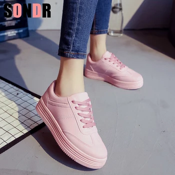 

Casual Women Shoes Women Flats Shoes Fashion Women Sneakers Lace Up Cartoon Ladies Board Shoes Pink Black White Female Shoes