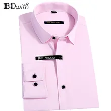 Новое поступление черные однотонные рубашки для Для мужчин футболки с длинными рукавами мужской социальной платье в деловом стиле рабочие мужские деловые рубашки Формальные 4XL