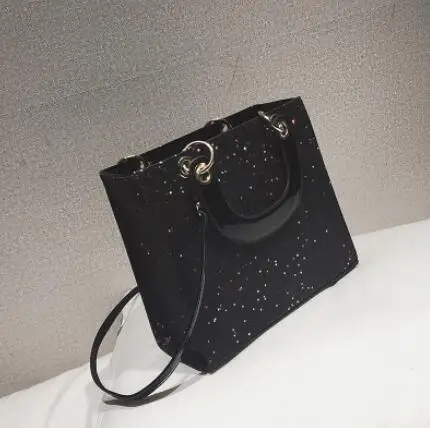 Модная женская квадратная сумка в британском стиле, новинка, качественная женская дизайнерская сумка из искусственной кожи, женская сумка через плечо с блестками - Цвет: Черный