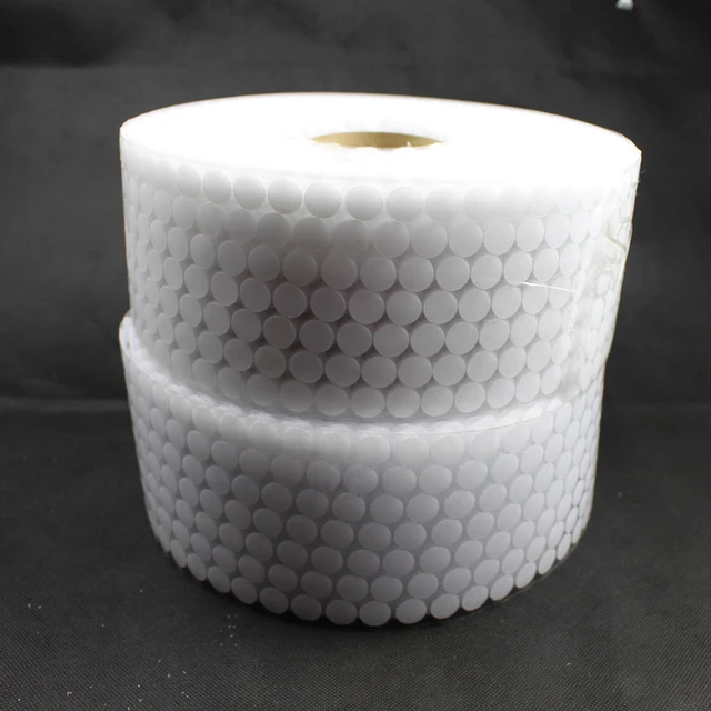 1000Pairs Self Adhesive Fastener Tape Hook and Loop Tape Dots Sticker Nylon Round  Coins Strong Glue White Hook Loop Tape 10/15mm