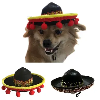 

Mini Mexican Style Pet Hat Multi-color Dog Cat Cosplay Party Props Adjustable Elastic Pet Hat for Small Puppy Dogs and Cats 20E