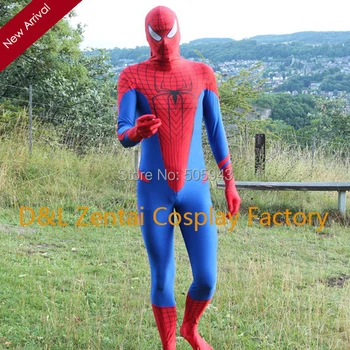

Free Shipping DHL Fashion Red&Blue Full Body Lycra Spandex Spiderman Zentai Suit Super Hearo Costume for Halloween Party SHM191