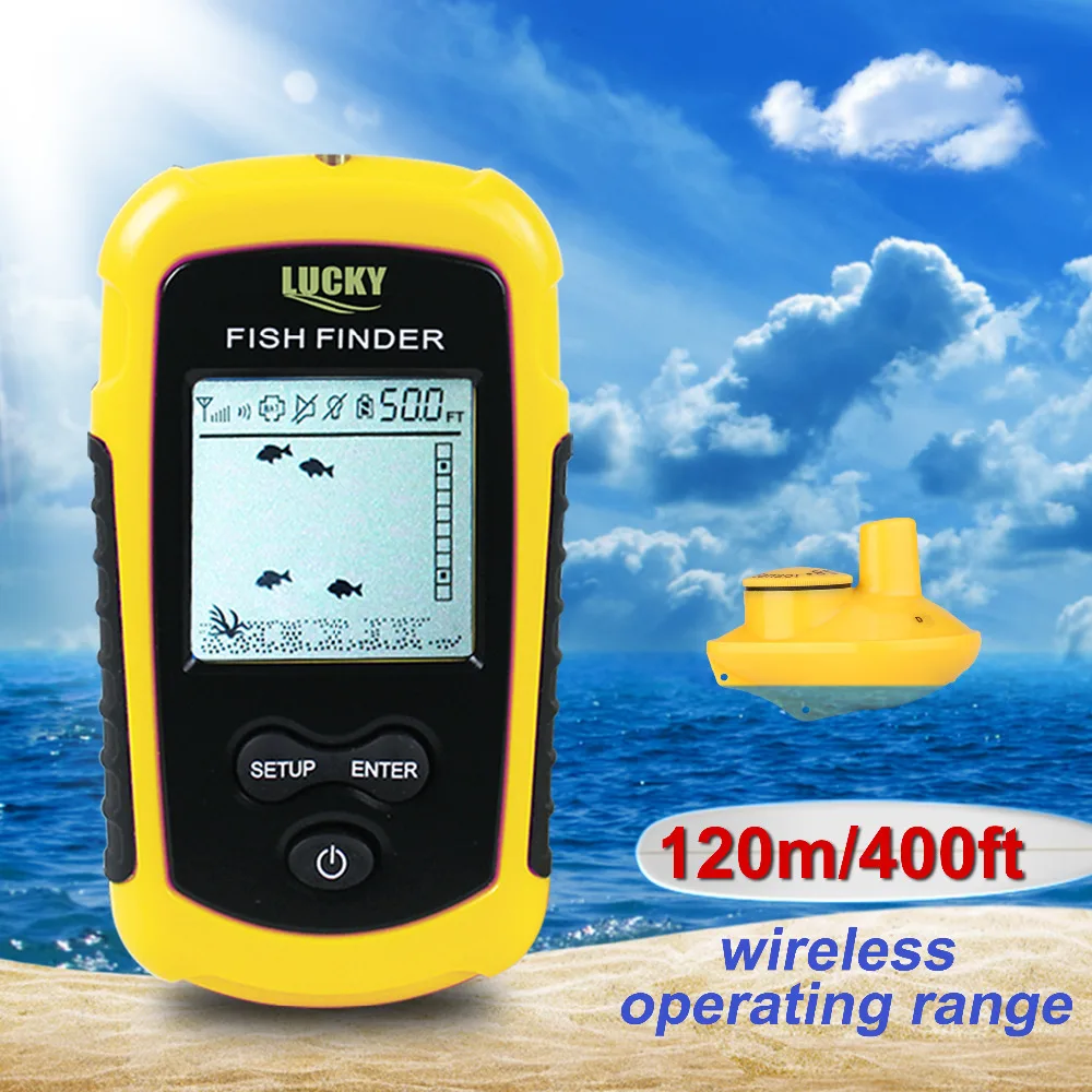  LUCKY Wireless Fishfinder Echo-Sounder For Fishing 40m Depth Range Sonar Fish Finder Portable FFW11