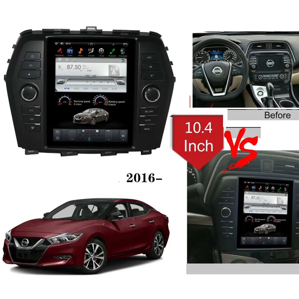 

10.4" Tesla Type Android Fit NISSAN MAXIMA 2016 2017 2018 2019 Car DVD Player Navigation GPS Radio