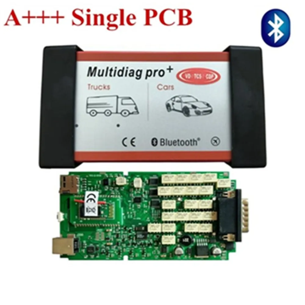 

Single Green PCB Multidiag Pro+VD TCS CDP Pro Diagnostic tool with Bluetooth Do More Cars/Trucks and obd OBD2 Scanner