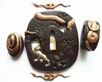 

Wonderful Copper Bronze Snake And Monkey Tsuba Hollow Guard For Japanese Sword Musashi Katana HL