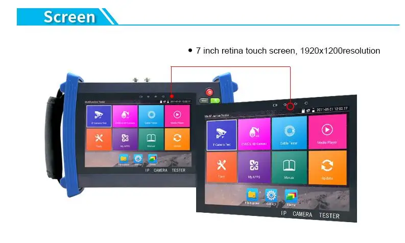 IPC8600 плюс 7 дюймовый тестер системы скрытого Видеонаблюдения Монитор H.265 4 к ip-камера тестер поддержка 5MP AHD 8MP TVI CVI 1080P HD SDI CVBS TDR кабель tracer