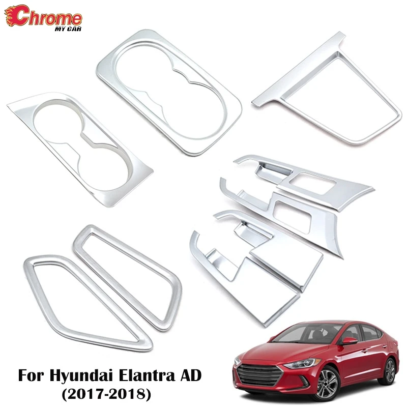 

For Hyundai Elantra Avante AD 2017 2018 Chrome Air Vent Cup Holder Body Molding Cover Car Styling Accessories Decoration