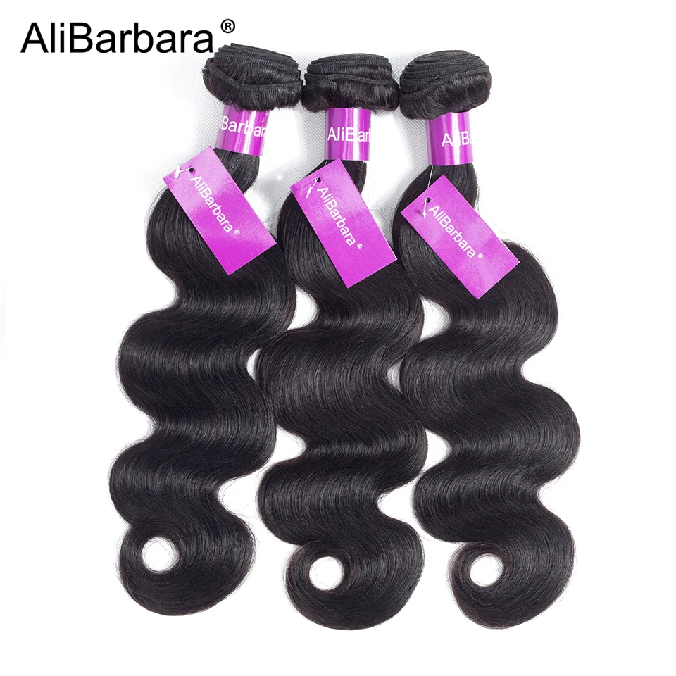 AliBarbara 3 Связки бразильского объемной волны волос Natural Цвет переплетения человеческих волос Связки могут быть окрашены отбеленные