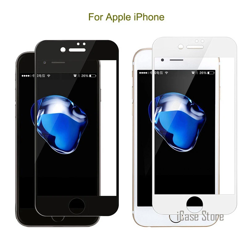 Черный белый Полноэкранный протектор для iPhone 7 6 S Plus 5 5S SE закаленное стекло