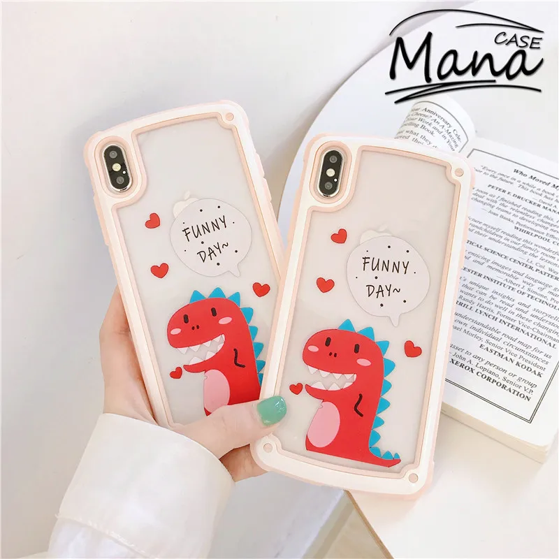 

Cute Fashion Dinosaur Transparent Phone Case For iPhone X XS MAX XR 6 6s 7 8 Plus For Anti-fall Function TPU Back Cover Cases