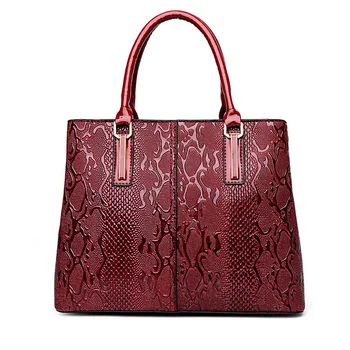 

2020 Women Patent Leather Handbag Snake Pattern High Quality Bolsa Bride Bolso Women Wedding Handbag Brand Designer Tote Sac