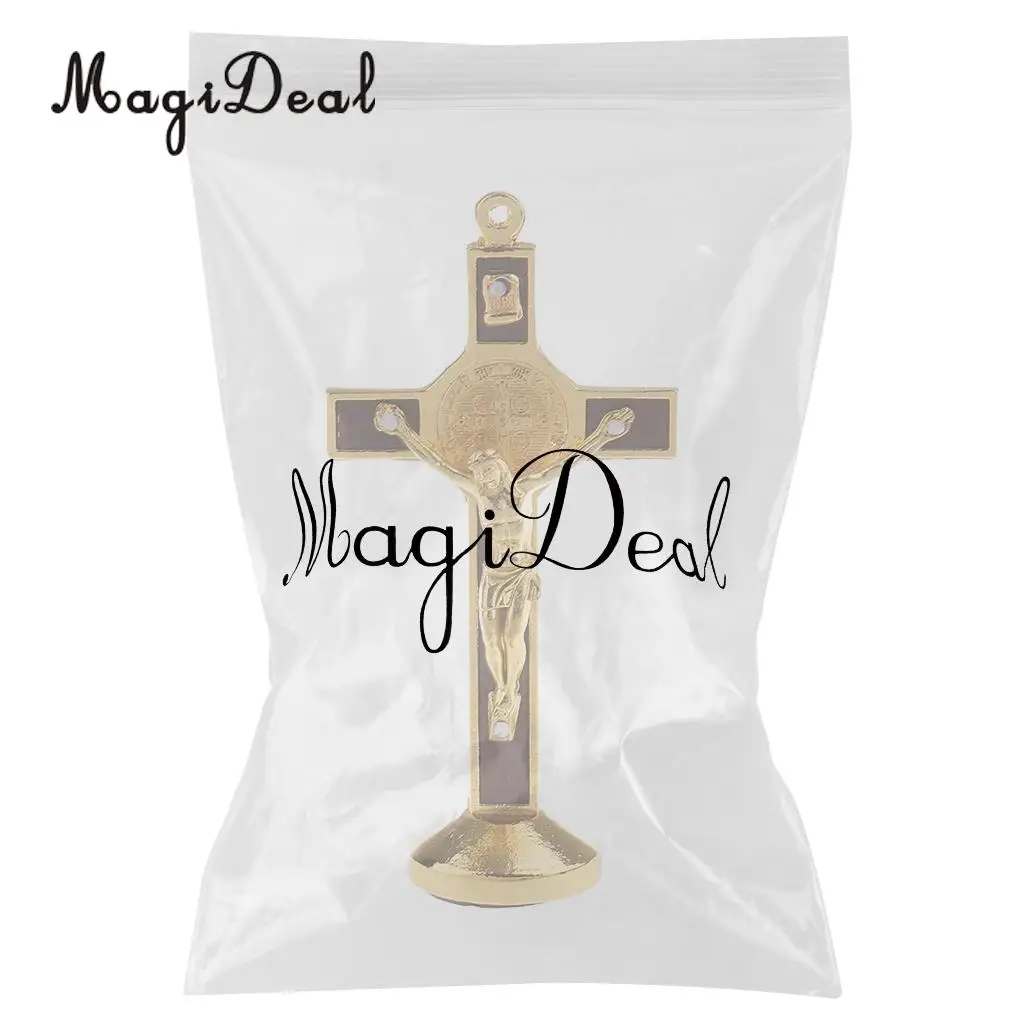 Alloy Crucifix Jesus Christ Cross Statue Figurine Perfect Gifts for Car Home Chapel Decoration Gold