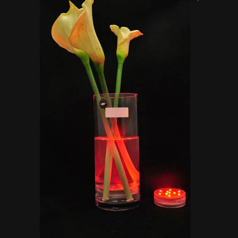 12 шт./лот чашка для светодиода свет база с пульт дистанционного управления ПОГРУЖНОЙ водонепроницаемый Красочный аквариум ваза барное освещение