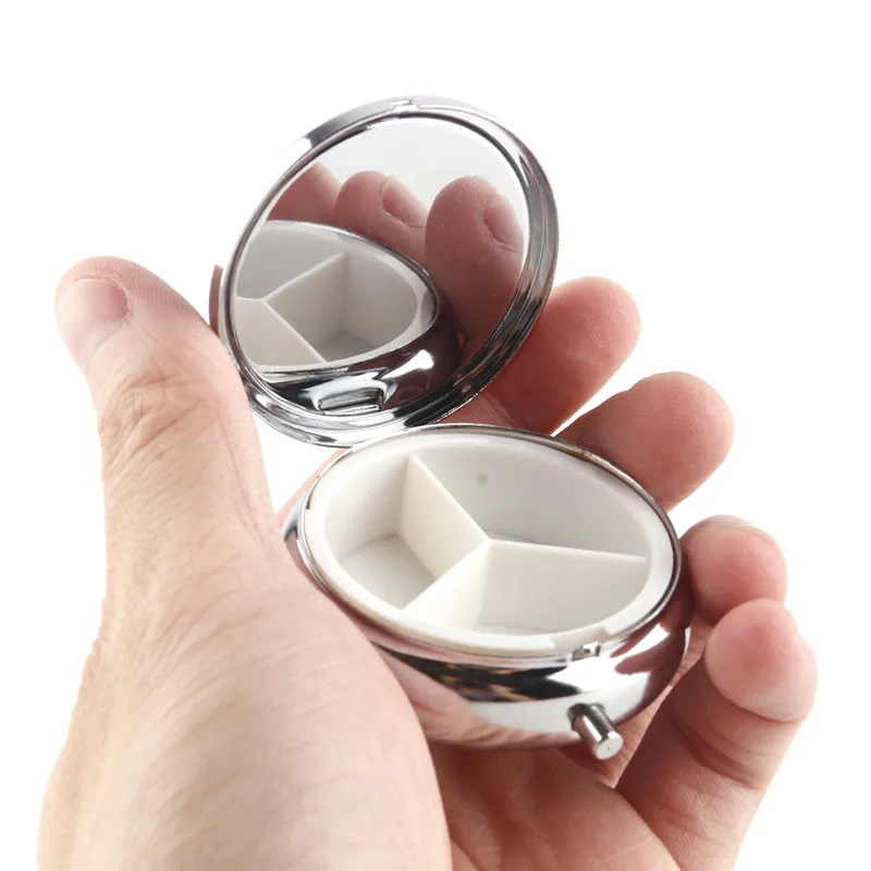 

Silver Metal Pill Box Medicine Organizer Container Jewellery Case Storage 100% brand new and high quality.