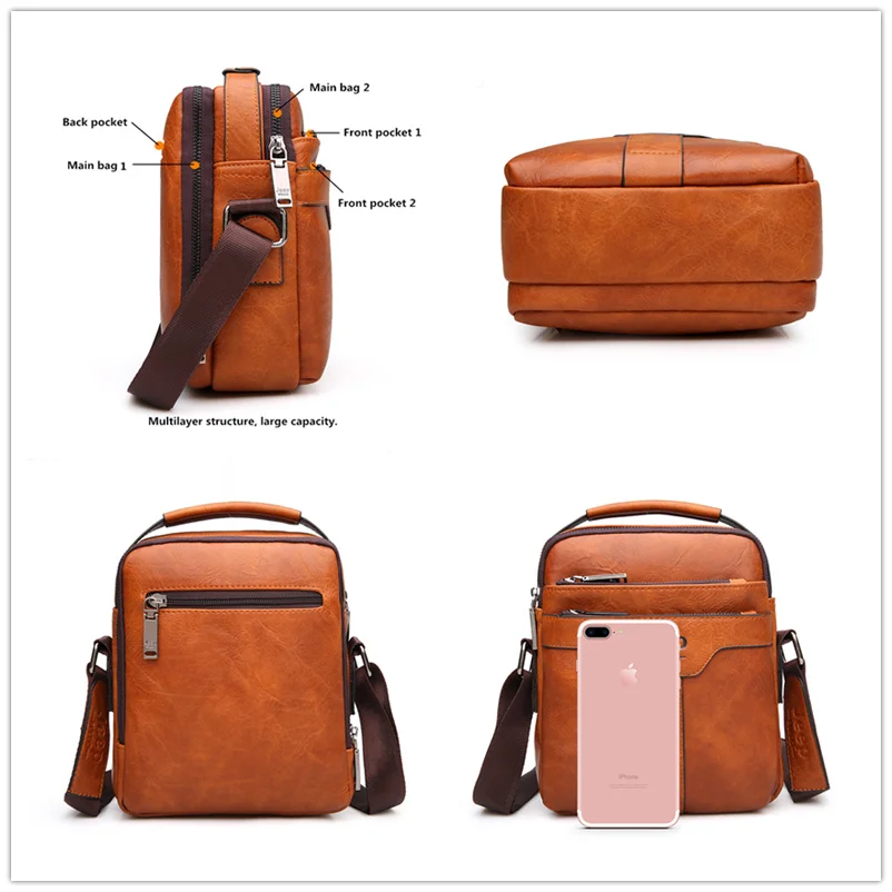 Koop JEEP BULUO Merk Mannen Messenger Bags 2 stuks set Crossbody Business Casual Handtas Mannelijke split Lederen Schoudertas Grote Capaciteit