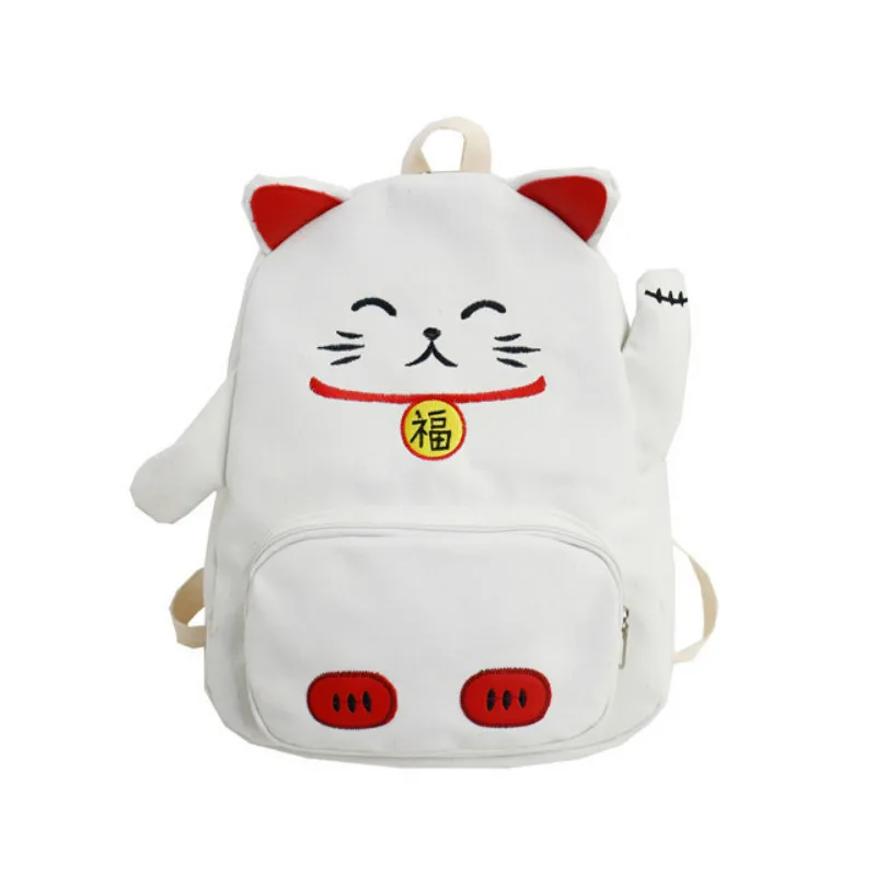 

Lucky Cat Shoulder Bag for Women Girls Cute Cartoon Mini Messenger Bag Animal Shape Teenager Student Lovely Canvas Pack Bags New