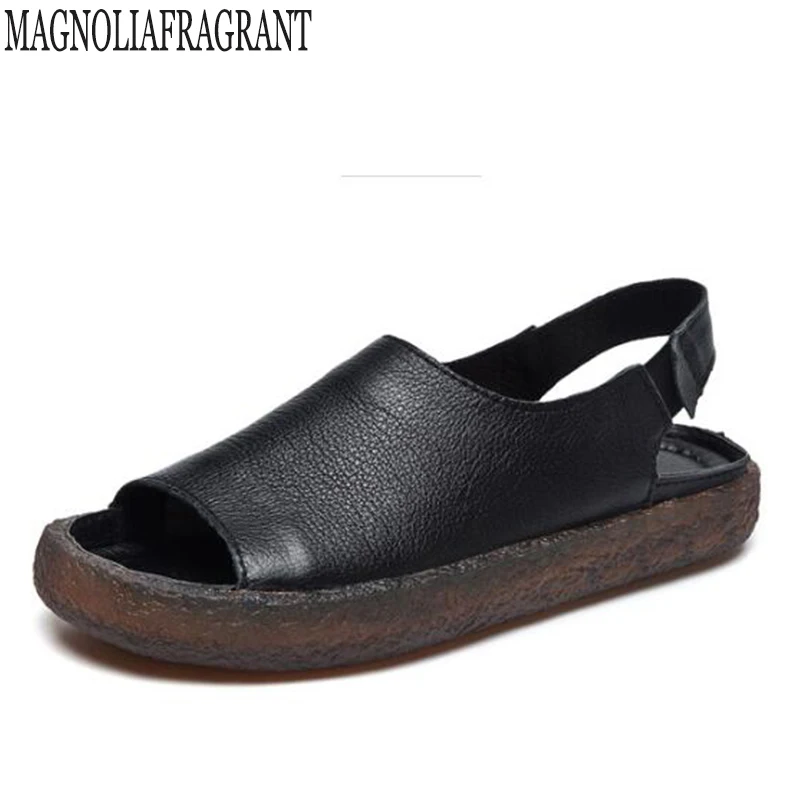 

2018 new women Sandals Genuine Leather Sandals Women Casual Summer Shoes Female Flat Sandals Size 35-40 Beach Shoes Women z87