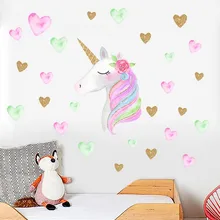 Милый мультяшный светоотражающий Единорог Лошадь сердце звезды настенные наклейки обои домашняя наклейка для украшения комнаты Diy наклейки с рисунками для детей