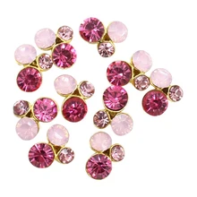 BITB 10Pcs 3D Rhinestone DIY Decorations Nail Art Tips Stickers (pink)