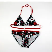 Летний комплект бикини для девочек Biquini Infantil цветочный узор купальный костюм детский купальный костюм из двух предметов купальник детская пляжная одежда