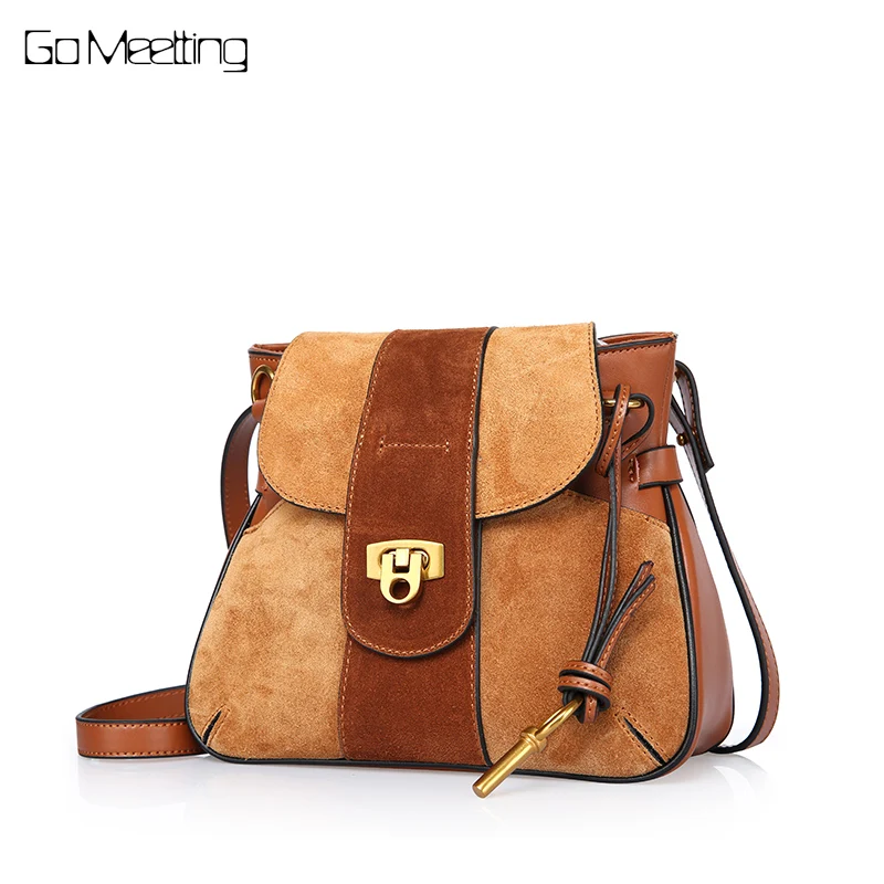 

Go Meetting Brand Design 2018 Genuine Leather Ladies Saddle Bag Women Messenger Bag Vintage Shoulder bags for women 2018 mochila