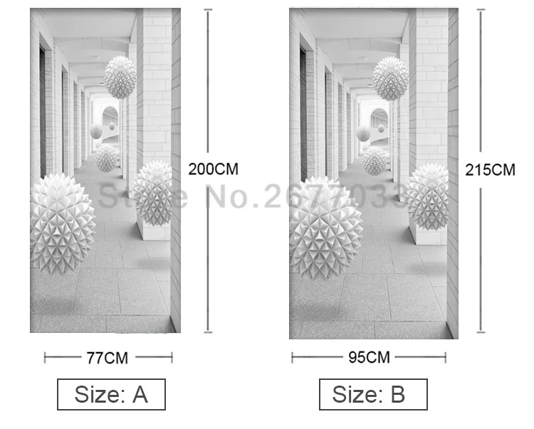 DIY ПВХ самоклеющиеся двери Стикеры 3D стерео мяч лестница коридор водостойкие обои-фреска спальня двери домашний Декор наклейки
