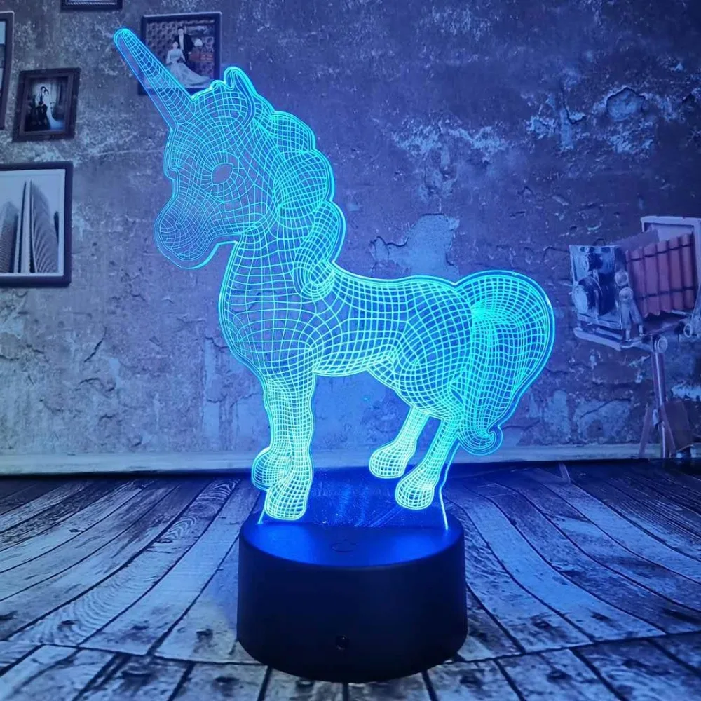 3D Illusion LED Night Light Custom Lamps 7 Changing Colours Table Desk Kids Gift